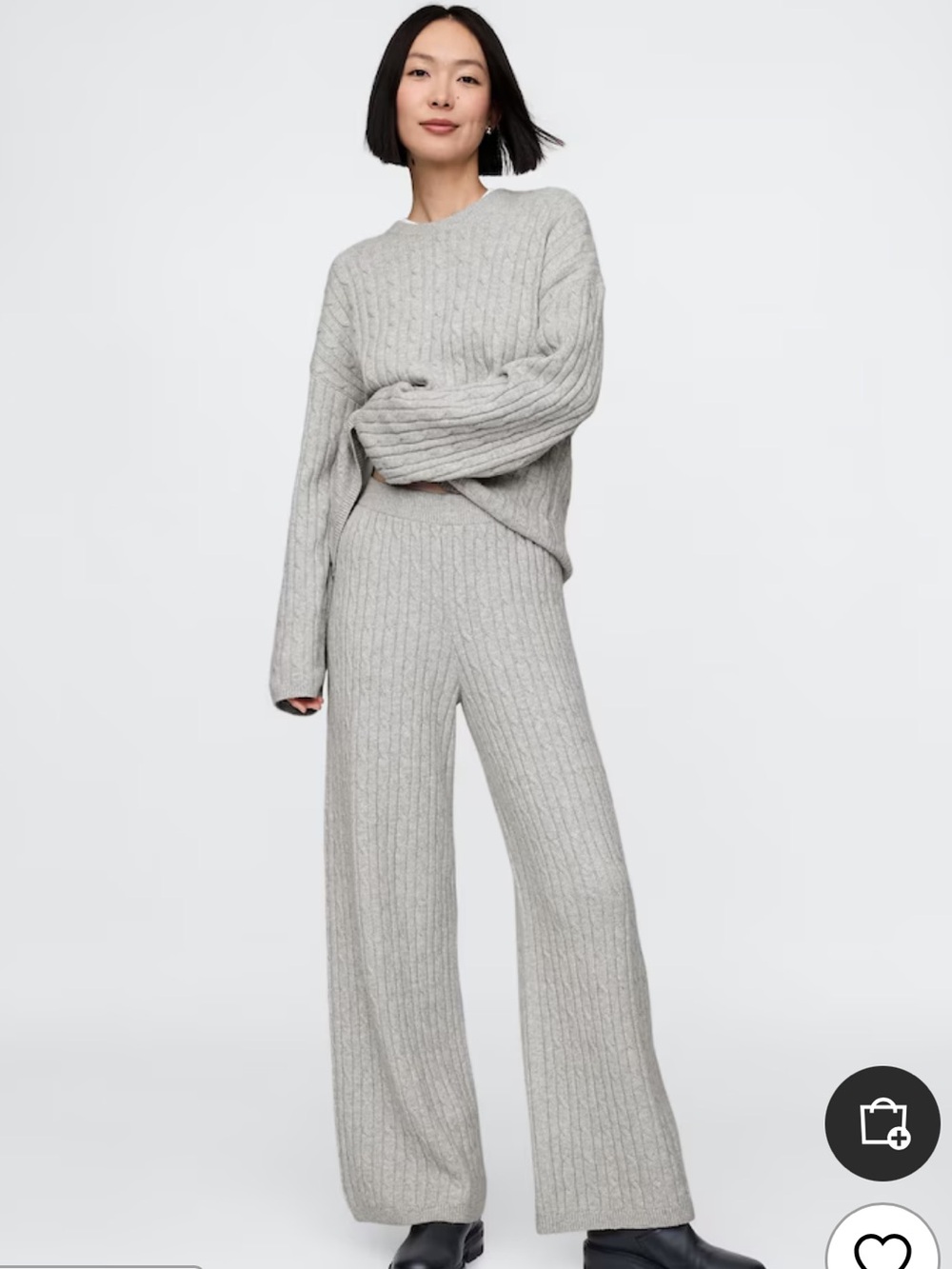 GAP CashSoft Women’s Cable-Knit Sweater Pants - Light Gray Size XXL NWT